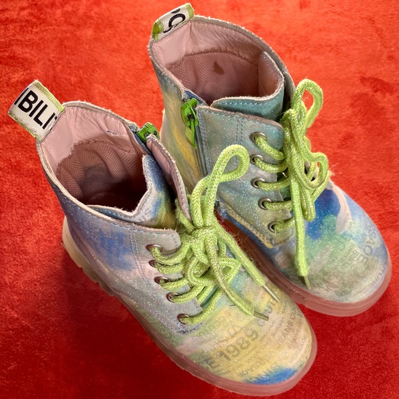 VERSACE Jeans Couture KIDS Colorful LOGO Print ANKLE BOOTS Size 10 - Picture 6 of 16